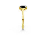 Yellow gold Fancy Black Cushion Cut Diamond Solitaire Ring with Flower Prong Setting and Classic Band_14