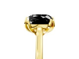 Yellow gold Fancy Black Cushion Cut Diamond Solitaire Ring with Flower Prong Setting and Classic Band_17