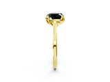 Yellow gold Fancy Black Cushion Cut Diamond Solitaire Ring with Flower Prong Setting and Classic Band_38