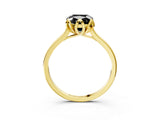 Yellow gold Fancy Black Cushion Cut Diamond Solitaire Ring with Flower Prong Setting and Classic Band_39