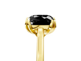 Yellow gold Fancy Black Cushion Cut Diamond Solitaire Ring with Flower Prong Setting and Classic Band_41