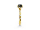Yellow gold Fancy Black Cushion Cut Diamond Solitaire Ring with Four-Prong Setting and Pavé Band_5