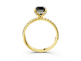 Yellow gold Fancy Black Cushion Cut Diamond Solitaire Ring with Four-Prong Setting and Pavé Band_6