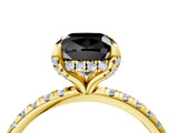 Yellow gold Fancy Black Cushion Cut Diamond Solitaire Ring with Four-Prong Setting and Pavé Band_7