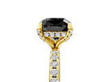 Yellow gold Fancy Black Cushion Cut Diamond Solitaire Ring with Four-Prong Setting and Pavé Band_8