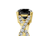 Yellow gold Fancy Black Cushion Cut Diamond Solitaire Ring with Four-Prong Setting and Twisted Pavé Band_5
