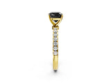 Yellow gold Fancy Black Cushion Cut Diamond Solitaire Ring with Pavé Accents and Four-Prong Setting_2