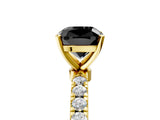 Yellow gold Fancy Black Cushion Cut Diamond Solitaire Ring with Pavé Accents and Four-Prong Setting_5