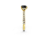 Yellow gold Fancy Black Cushion Cut Diamond Solitaire Ring with Pavé Band and Four-Prong Setting_14