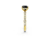 Yellow gold Fancy Black Cushion Cut Diamond Solitaire Ring with Pavé Band and Hidden Halo_14