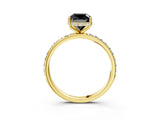 Yellow gold Fancy Black Cushion Cut Diamond Solitaire Ring with Pavé Band and Hidden Halo_15