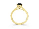 Yellow gold Fancy Black Cushion Cut Diamond Solitaire Ring with Pavé Band and Prong Setting_15