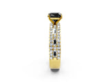 Yellow gold Fancy Black Cushion Cut Diamond Solitaire Ring with Pavé and Channel Set Band_2
