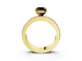 Yellow gold Fancy Black Cushion Cut Diamond Solitaire Ring with Pavé and Channel Set Band_3