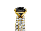 Yellow gold Fancy Black Cushion Cut Diamond Solitaire Ring with Pavé and Channel Set Band_5