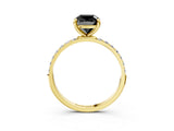 Yellow gold Fancy Black Cushion Cut Diamond Solitaire Ring with Pave Band and Four Prong Setting_15
