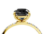 Yellow gold Fancy Black Cushion Cut Diamond Solitaire Ring with Pave Band and Four Prong Setting_16