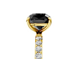 Yellow gold Fancy Black Cushion Cut Diamond Solitaire Ring with Pave Band and Four Prong Setting_17