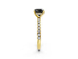 Yellow gold Fancy Black Cushion Cut Diamond Solitaire Ring with Round  Pavé Band and Four-Prong Setting_38