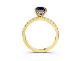 Yellow gold Fancy Black Cushion Cut Diamond Solitaire Ring with Round  Pavé Band and Four-Prong Setting_39