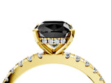 Yellow gold Fancy Black Cushion Cut Diamond Solitaire Ring with Round  Pavé Band and Four-Prong Setting_40