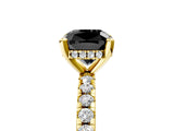Yellow gold Fancy Black Cushion Cut Diamond Solitaire Ring with Round  Pavé Band and Four-Prong Setting_41