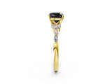 Yellow gold Fancy Black Cushion Cut Diamond Solitaire Ring with Side Stones and Four-Prong Setting_14