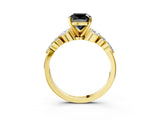 Yellow gold Fancy Black Cushion Cut Diamond Solitaire Ring with Side Stones and Four-Prong Setting_15