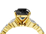 Yellow gold Fancy Black Cushion Cut Diamond Solitaire Ring with Side Stones and Four-Prong Setting_16