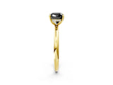 Yellow gold Fancy Black Cushion Cut Diamond Solitaire Ring with Thin Band and Four-Prong Setting_2
