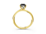 Yellow gold Fancy Black Cushion Cut Diamond Solitaire Ring with Thin Band and Four-Prong Setting_3