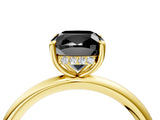Yellow gold Fancy Black Cushion Cut Diamond Solitaire Ring with Thin Band and Four-Prong Setting_4