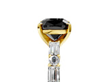 Yellow gold Fancy Black Cushion Cut Diamond Solitaire with Side Baguettes and Channel Set Band_5