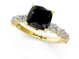 Yellow gold Fancy Black Cushion Cut Diamond Solitaire with Side Stones, Pave Band, Four-Prong Setting_37