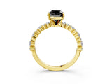 Yellow gold Fancy Black Cushion Cut Diamond Solitaire with Side Stones, Pave Band, Four-Prong Setting_39