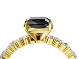 Yellow gold Fancy Black Cushion Cut Diamond Solitaire with Side Stones, Pave Band, Four-Prong Setting_40