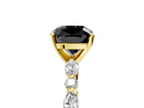 Yellow gold Fancy Black Cushion Cut Diamond Solitaire with Side Stones on a Pavé Band and Four-Prong Setting_5