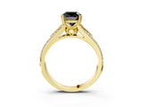 Yellow gold Fancy Black Cushion Cut Diamond Split Shank Engagement Ring with Pavé Band_3