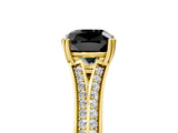 Yellow gold Fancy Black Cushion Cut Diamond Split Shank Engagement Ring with Pavé Band_5