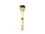 Yellow gold Fancy Black Cushion Cut Diamond Three-Stone Engagement Ring with Prong Setting and Pavé Band_14