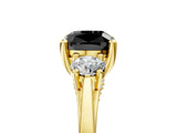 Yellow gold Fancy Black Cushion Cut Diamond Three-Stone Engagement Ring with Prong Setting and Pavé Band_17