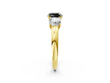 Yellow gold Fancy Black Cushion Cut Diamond Three-Stone Ring with Four-Prong Setting and Classic Band_2