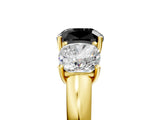 Yellow gold Fancy Black Cushion Cut Diamond Three-Stone Ring with Four-Prong Setting and Classic Band_5