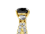 Yellow gold Fancy Black Cushion Cut Diamond Three-Stone Ring with Pavé Split Shank and Four-Prong Setting_5