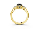 Yellow gold Fancy Black Cushion Cut Diamond Three-Stone Ring with Pear Side Stones and Four-Prong Setting_27