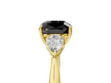 Yellow gold Fancy Black Cushion Cut Diamond Three-Stone Ring with Pear Side Stones and Four-Prong Setting_29