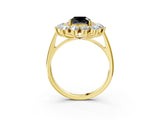Yellow gold Fancy Black Cushion Cut Halo Cluster Diamond Ring with Pave Band and Four-Prong Setting_15