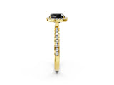 Yellow gold Fancy Black Cushion Cut Halo Diamond Pave Band with Prong Setting_2