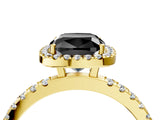 Yellow gold Fancy Black Cushion Cut Halo Diamond Pave Band with Prong Setting_4