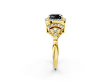 Yellow gold Fancy Black Cushion Cut Halo Diamond Split Shank Engagement Ring with Four-Prong Setting_2